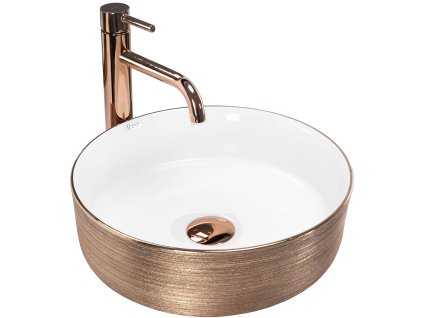Rea Sami umývadlo na dosku 36 x 36 x 11,5 cm, ružové zlato/biela, REA-U3303