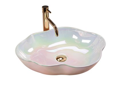 Rea Pearl Akkoya umývadlo na dosku 50,5 x 38 x 13,5 cm, perlová/viacfarebné, REA-U3309