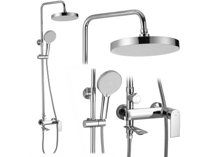 Rea Veneta, vaňová/sprchová súprava s dažďovou hlavovou sprchou a ručnou hlavicou, chróm, REA-P7843