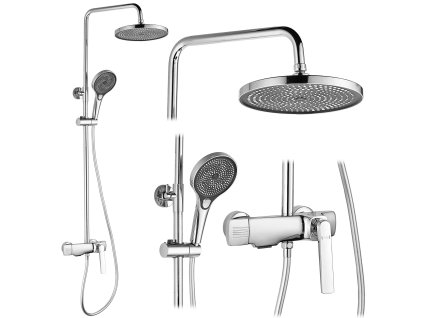 Rea Rebel, sprchový-vaňový set s dažďovou a ručnou sprchovou hlavicou, chrómová, REA-P2415