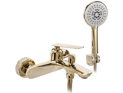 Rea Jager nástenná vaňová batéria s ručnou sprchovou súpravou, zlatá lesklá, REA-B0699