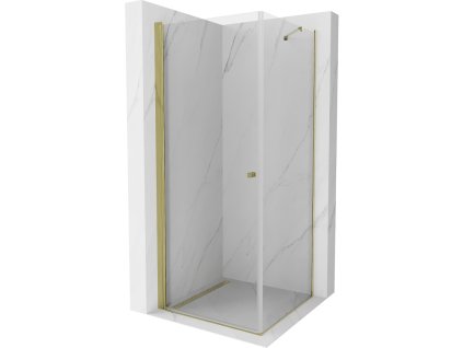 Mexen Pretoria sprchový kút otvárací 70 x 70 cm, priehľadné sklo, profil zlatý - 852-070-070-50-00