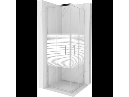 Mexen Rio sprchový kút štvorcový 70 x 70 cm, pásy, profil chróm -  860-070-070-01-20