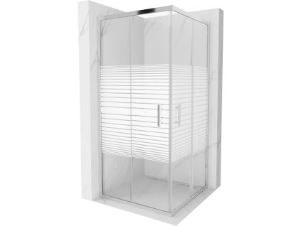 Mexen Rio sprchový kút štvorcový 90 x 90 cm, pásy, profil chróm - 860-090-090-01-20