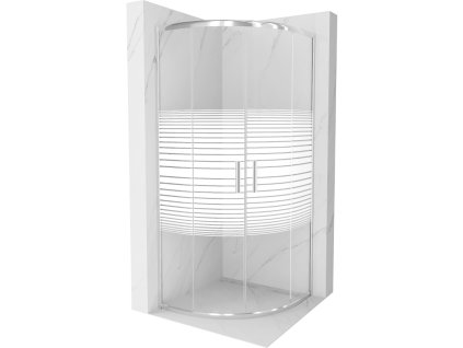 Mexen Rio sprchový kút štvrťkruhový 80 x 80 cm, pásy, profil chróm - 863-080-080-01-20