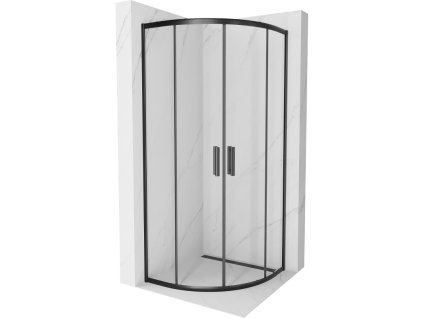 Mexen Rio sprchový kút štvrťkruhový 90 x 90 cm, priehľadné sklo, profil čierny - 863-090-090-70-00