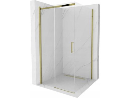 Mexen Omega sprchový kút posuvné dvere 100 x 100 cm, priehľadné sklo, profil zlatý - 825-100-100-50-00