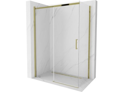 Mexen Omega sprchový kút posuvné dvere 130 x 70 cm, priehľadné sklo, profil zlatý - 825-130-070-50-00