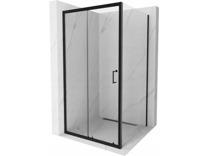 Mexen Apia sprchový kút posuvné dvere 100 x 100 cm, priehľadné sklo, profil čierny - 840-100-100-70-00