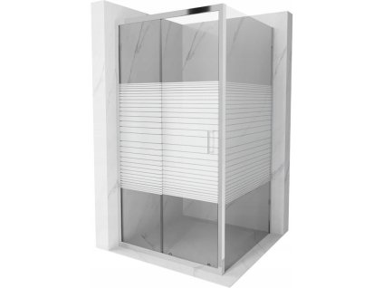 Mexen Apia sprchový kút posuvné dvere 90 x 90 cm, pásy, profil chróm - 840-090-090-01-20