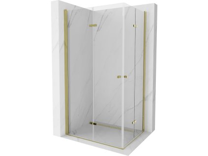Mexen Lima Duo sprchový kút skladací  80 x 70 cm, priehľadné sklo, profil zlatý - 856-080-070-50-00-02