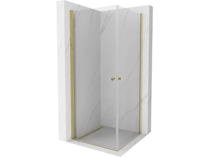 Mexen Pretoria Duo sprchový kút otvárací 70 x 70 cm, priehľadné sklo, profil zlatý - 852-070-070-50-00-02