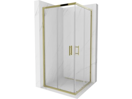 Mexen Rio sprchový kút štvorcový 90 x 90 cm, priehľadné sklo, profil zlatý -  860-090-090-50-00