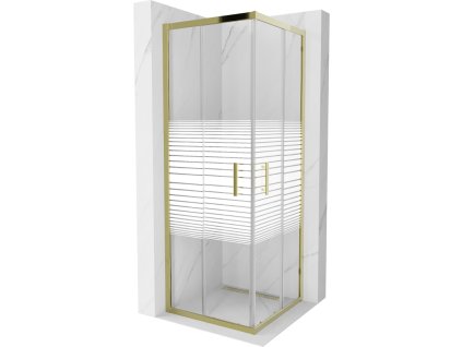 Mexen Rio sprchový kút štvorcový 70 x 70 cm, pásy, profil zlatý -  860-070-070-50-20
