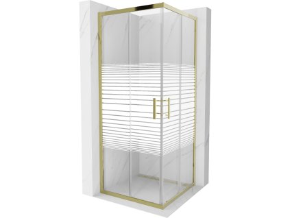 Mexen Rio sprchový kút štvorcový 80 x 80 cm, pásy, profil zlatý -  860-080-080-50-20