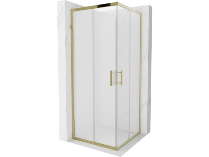 Mexen Rio sprchový kút štvorcový 80 x 80 cm, námraza, profil zlatý -  860-080-080-50-30