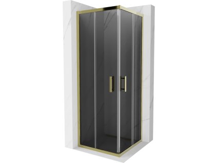 Mexen Rio sprchový kút štvorcový 70 x 70 cm, šedé sklo, profil zlatý -  860-070-070-50-40