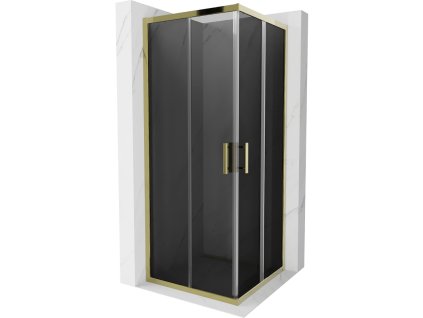 Mexen Rio sprchový kút štvorcový 80 x 80 cm, šedé sklo, profil zlatý -  860-080-080-50-40