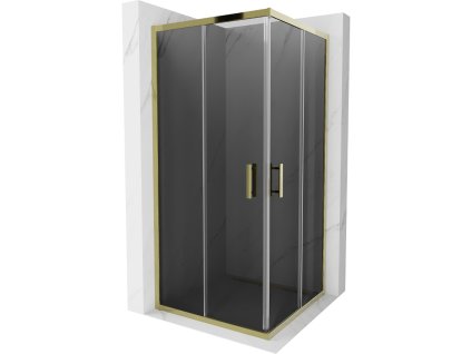 Mexen Rio sprchový kút štvorcový 90 x 90 cm, šedé sklo, profil zlatý -  860-090-090-50-40