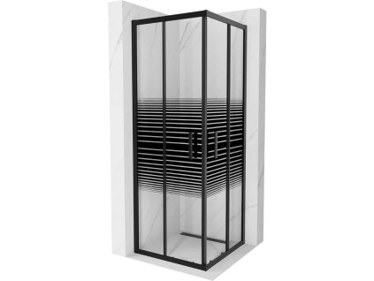 Mexen Rio sprchový kút štvorcový 70 x 70 cm, pásy, profil čierny -  860-070-070-70-20