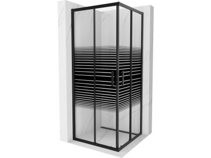 Mexen Rio sprchový kút štvorcový 80 x 80 cm, pásy, profil čierny -  860-080-080-70-20