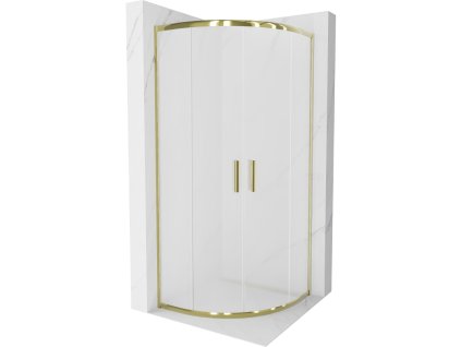 Mexen Rio sprchový kút štvrťkruhový 80 x 80 cm, námraza, profil zlatý - 863-080-080-50-30