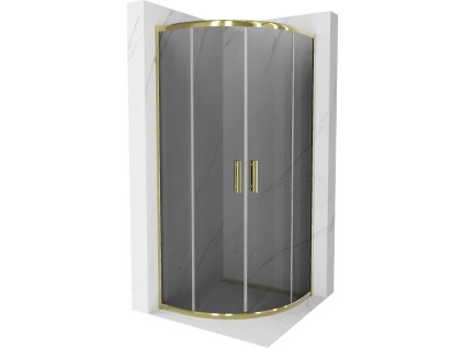 Mexen Rio sprchový kút štvrťkruhový 70 x 70 cm, šedé sklo, profil zlatý - 863-070-070-50-40