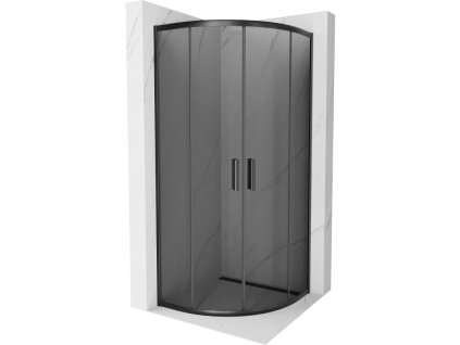 Mexen Rio sprchový kút štvrťkruhový 80 x 80 cm, šedé sklo, profil čierny - 863-080-080-70-40