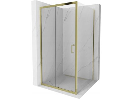 Mexen Apia sprchový kút posuvné dvere 90 x 90 cm, priehľadné sklo, profil zlatý - 840-090-090-50-00