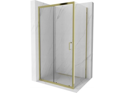 Mexen Apia sprchový kút posuvné dvere 135 x 100 cm, priehľadné sklo, profil zlatý - 840-135-100-50-00