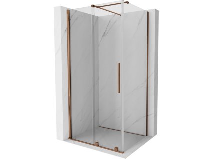 Posuvný sprchový kút Mexen Velar 140 x 100 cm, transparentný, ružové zlato - 871-140-100-01-60