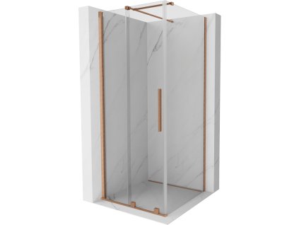 Posuvný sprchový kút Mexen Velar 90 x 90 cm, transparentný, brúsená meď - 871-090-090-01-65
