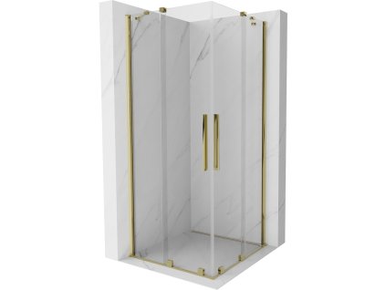 Posuvný sprchový kút Mexen Velar Duo 90 x 90 cm, transparentný, zlatý - 871-090-090-02-50