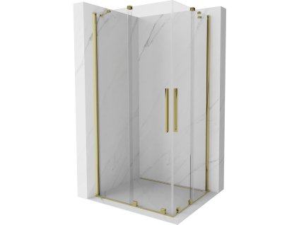 Posuvný sprchový kút Mexen Velar Duo 100 x 90 cm, transparentný, zlatý - 871-100-090-02-50