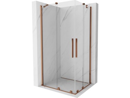 Posuvný sprchový kút Mexen Velar Duo 100 x 90 cm, transparentný, ružové zlato - 871-100-090-02-60