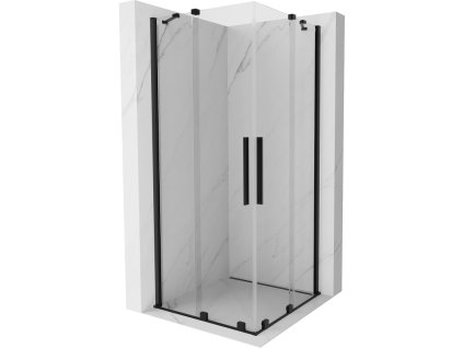 Posuvný sprchový kút Mexen Velar Duo 80 x 80 cm, priehľadný, čierny - 871-080-080-02-70