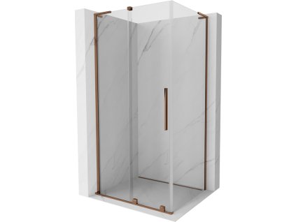 Posuvný sprchový kút Mexen Velar L 120 x 75 cm, priehľadný, ružové zlato - 871-120-075-03-60
