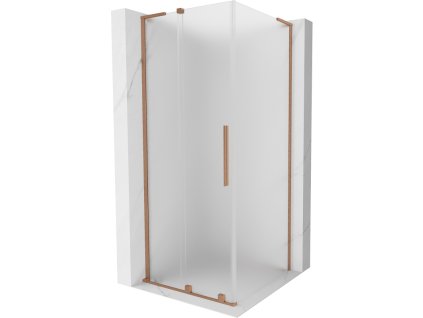 Posuvný sprchový kút Mexen Velar L 90 x 90 cm, matný, brúsená meď - 871-090-090-33-65