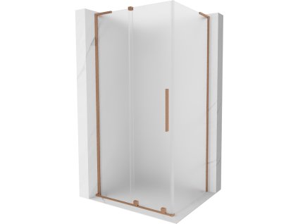 Posuvný sprchový kút Mexen Velar L 90 x 100 cm, matný, brúsená meď - 871-090-100-33-65