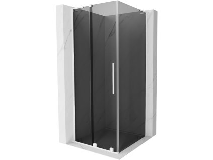 Posuvný sprchový kút Mexen Velar L 90 x 90 cm, grafit, biely - 871-090-090-43-20