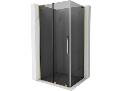 Posuvný sprchový kút Mexen Velar L 110 x 80 cm, grafit, zlatá - 871-110-080-43-50