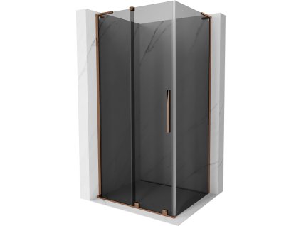 Posuvný sprchový kút Mexen Velar L 90 x 70 cm, grafit, ružové zlato - 871-090-070-43-60