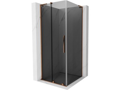 Posuvný sprchový kút Mexen Velar L 90 x 90 cm, grafit, ružové zlato - 871-090-090-43-60