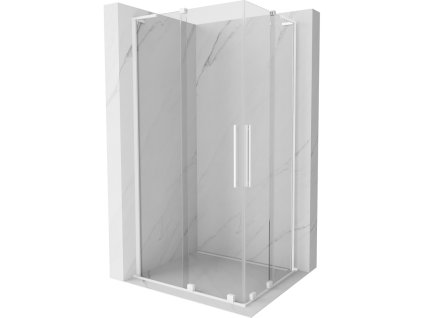 Posuvný sprchový kút Mexen Velar L Duo 100 x 90 cm, transparentný, biely - 871-100-090-02-03-20