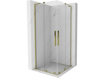 Posuvný sprchový kút Mexen Velar L Duo 80 x 80 cm, transparentný, zlatý - 871-080-080-02-03-50