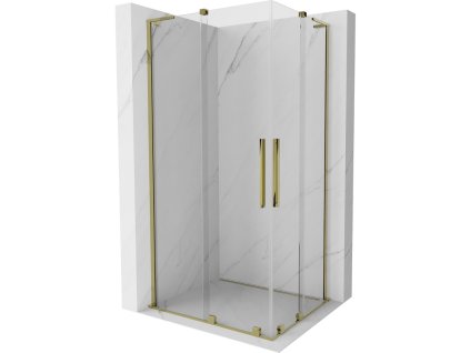 Posuvný sprchový kút Mexen Velar L Duo 90 x 80 cm, transparentný, zlatý - 871-090-080-02-03-50