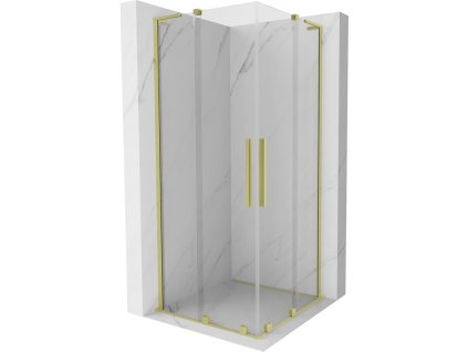 Posuvný sprchový kút Mexen Velar L Duo 100 x 100 cm, transparentný, brúsené zlato - 871-100-100-02-03-55