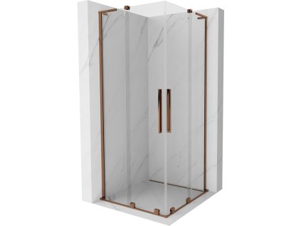 Posuvný sprchový kút Mexen Velar L Duo 80 x 80 cm, transparentný, ružové zlato - 871-080-080-02-03-60