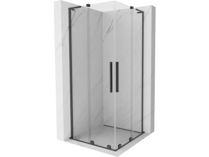 Mexen Velar L Duo posuvný sprchový kút 90 x 90 cm, priehľadný, pištoľovo šedý kartáčovaný - 871-090-090-02-03-66