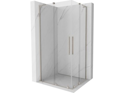 Posuvný sprchový kút Mexen Velar L Duo 100 x 90 cm, transparentný, brúsený nikel - 871-100-090-02-03-97